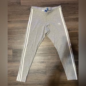 Gray stripped adidas leggings